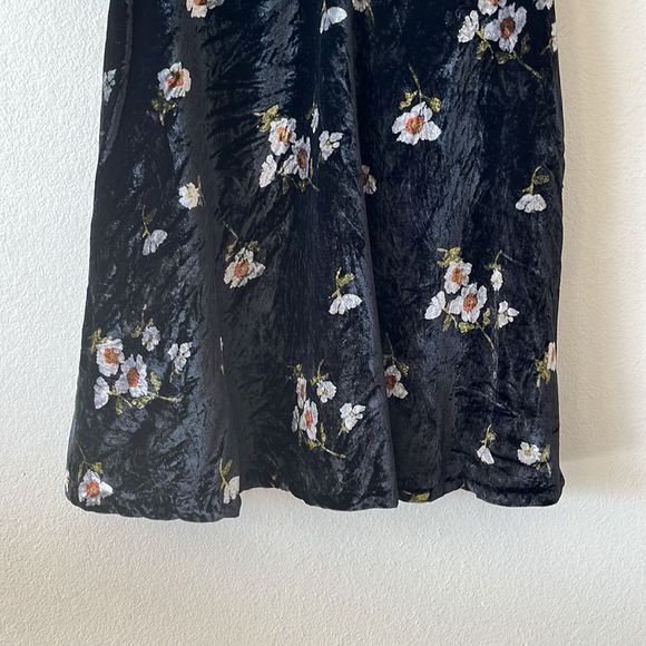 Free People Be My Baby Velvet Floral Print High Neck Mini Dress - Picture 7 of 12